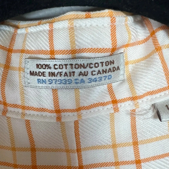 Peter Millar Men’s 15R Plaid Button Up Shirt Orange White Cotton Checkered Small - Picture 11 of 11
